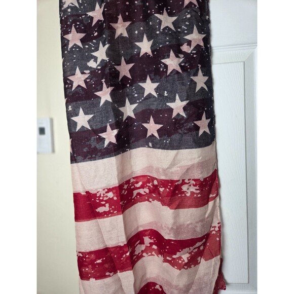 USA Flag Printed Sheer Wrap Scarf for Women Lightweight Patriotic Shawl - Picture 5 of 8